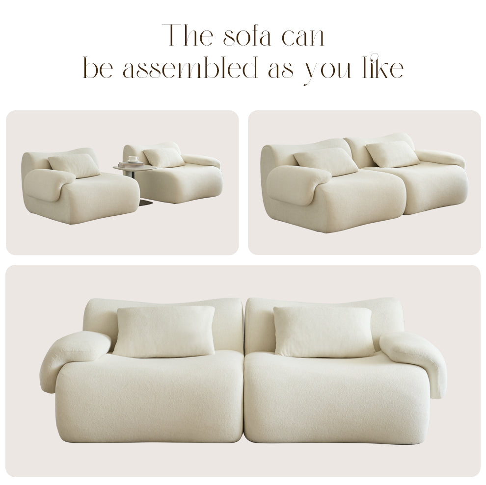 Sofa in a Box, Memory Foam 2-Seater Couch, Modern Compression Sofa with Deep Seat, No Assembly Required, Couch for Living Room Bedroom Apartment, White