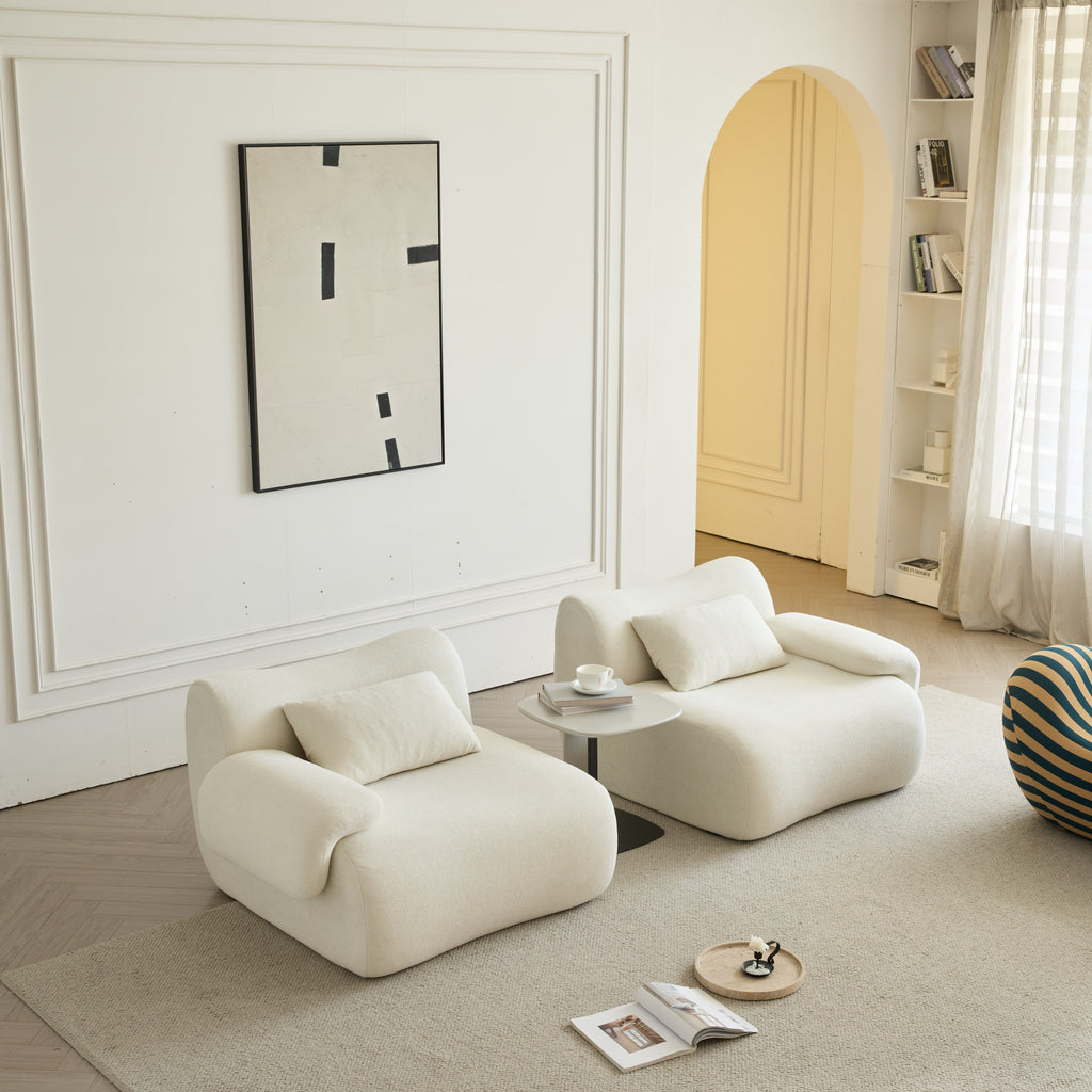 Sofa in a Box, Memory Foam 2-Seater Couch, Modern Compression Sofa with Deep Seat, No Assembly Required, Couch for Living Room Bedroom Apartment, White