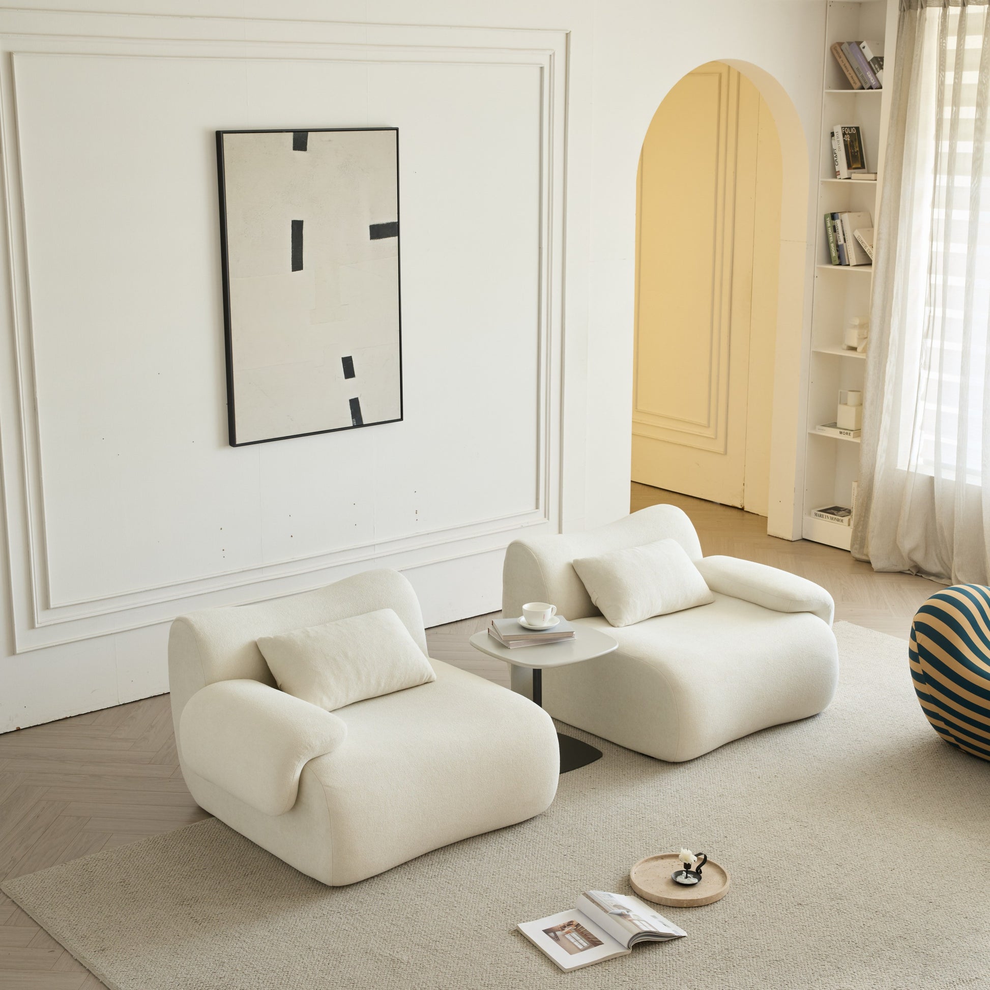 Sofa in a Box, Memory Foam 2-Seater Couch, Modern Compression Sofa with Deep Seat, No Assembly Required, Couch for Living Room Bedroom Apartment, White