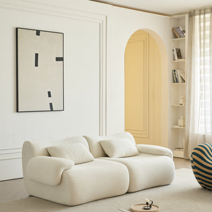 Sofa in a Box, Memory Foam 2-Seater Couch, Modern Compression Sofa with Deep Seat, No Assembly Required, Couch for Living Room Bedroom Apartment, White