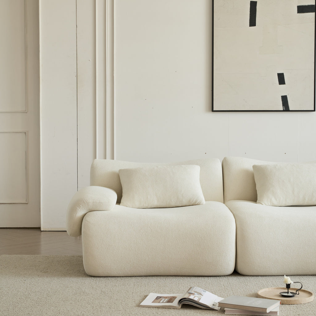 Sofa in a Box, Memory Foam 2-Seater Couch, Modern Compression Sofa with Deep Seat, No Assembly Required, Couch for Living Room Bedroom Apartment, White