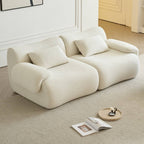 Sofa in a Box, Memory Foam 2-Seater Couch, Modern Compression Sofa with Deep Seat, No Assembly Required, Couch for Living Room Bedroom Apartment, White