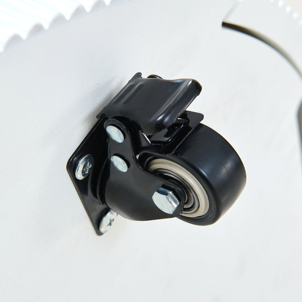 Modern Round Movable Coffee Table with Casters, 2 Drawers, Marble Pattern Sintered Stone Top, White, 29.5' Coffee Table