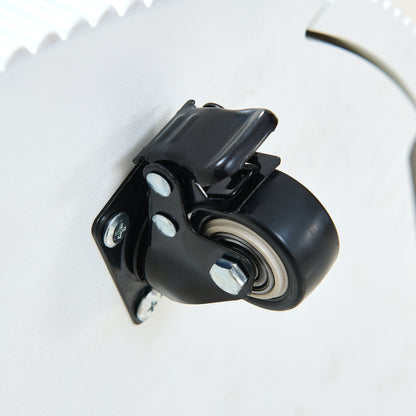 Modern Round Movable Coffee Table with Casters, 2 Drawers, Marble Pattern Sintered Stone Top, White, 29.5' Coffee Table