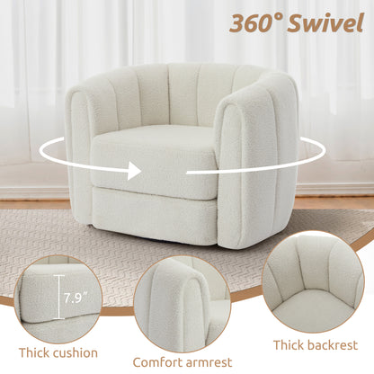 Swivel Accent Barrel Chair, Modern Round Armchairs with Upholstered, Comfy Swivel Accent Chair for Living Room Accent Chair