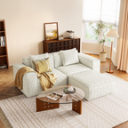 modular sofa can be converted into an oversized sofa bed Free conversion sofa set flexible configuration, soft corduroy cloud velvet fabric two person combination with footrest -white