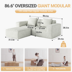 modular sofa can be converted into an oversized sofa bed Free conversion sofa set flexible configuration, soft corduroy cloud velvet fabric two person combination with footrest -white