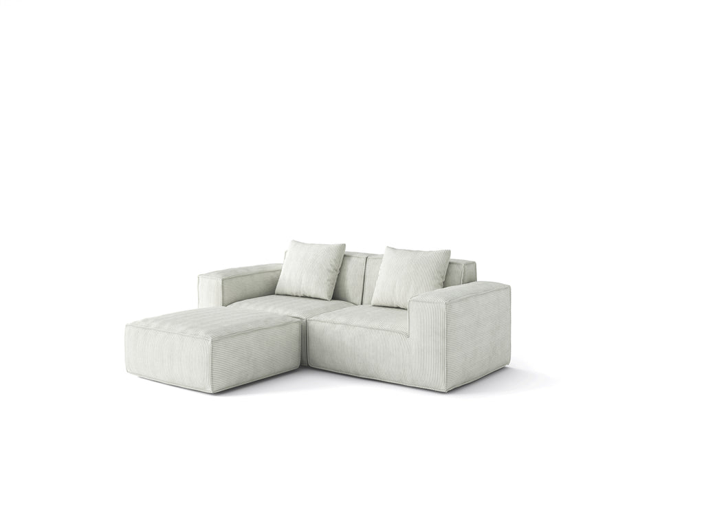 modular sofa can be converted into an oversized sofa bed Free conversion sofa set flexible configuration, soft corduroy cloud velvet fabric two person combination with footrest -white