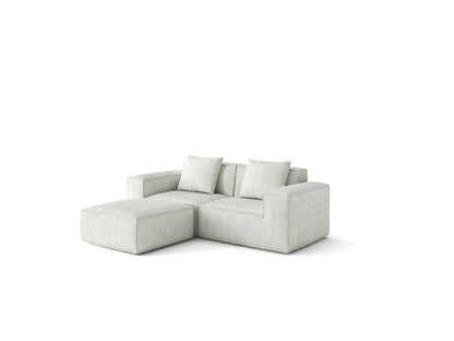 modular sofa can be converted into an oversized sofa bed Free conversion sofa set flexible configuration, soft corduroy cloud velvet fabric two person combination with footrest -white