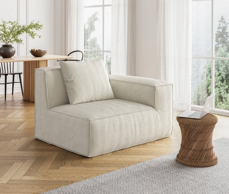 modular sofa can be converted into an oversized sofa bed Free conversion sofa set flexible configuration, soft corduroy cloud velvet fabric two person combination with footrest -white