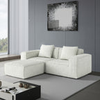 modular sofa can be converted into an oversized sofa bed Free conversion sofa set flexible configuration, soft corduroy cloud velvet fabric two person combination with footrest -white