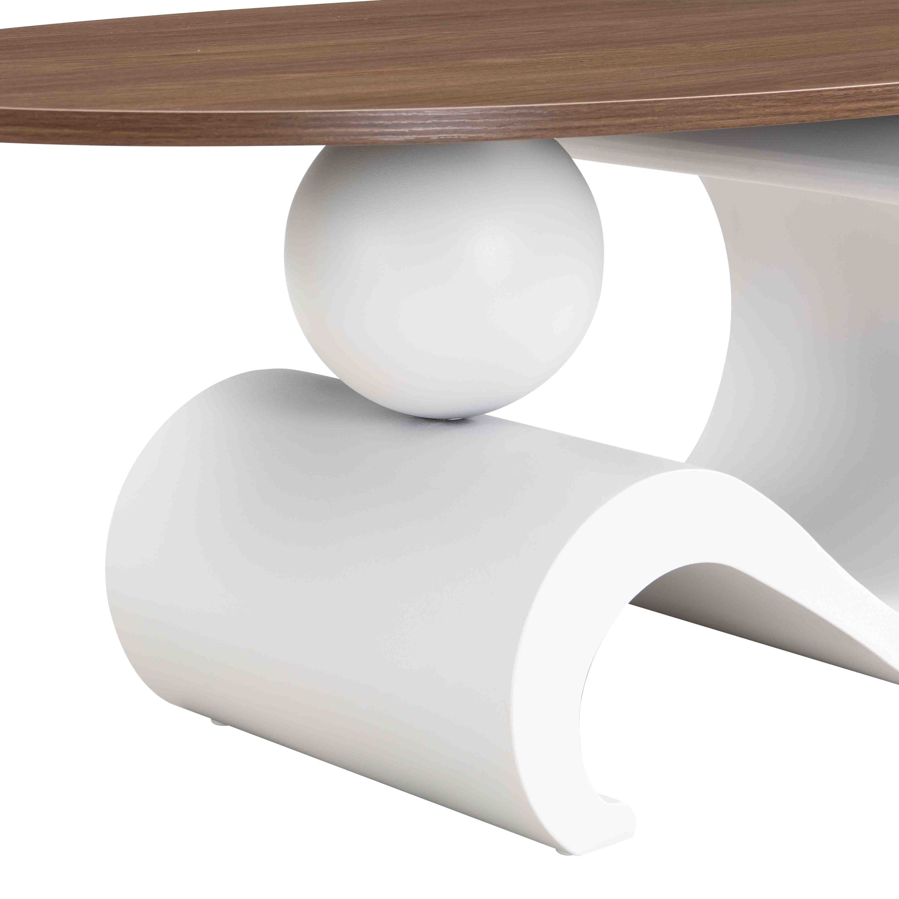 White Nesting Coffee Table Set of 2, Oral and Round Coffee Table Set, Table for Living Room, Large 47.24'', Small 19.69''