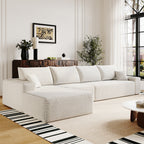 135' Cloud Sectional Couch with L-Shape Chaise,Modern Modular Sofa with Deep Seat, Upholstered Couches for Living Room Bedroom,No Assembly Required, (Plush Corduroy Fabric),White Sectional Sofa