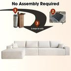 135' Cloud Sectional Couch with L-Shape Chaise,Modern Modular Sofa with Deep Seat, Upholstered Couches for Living Room Bedroom,No Assembly Required, (Plush Corduroy Fabric),White Sectional Sofa