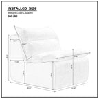 Accent Armless Chair Lazy Floor Seating, Leisure Accent Single Couch with Backrest Fireside Chair Sofa Lounger for Living Room, Bedroom, Office, Single Seat, WHITE