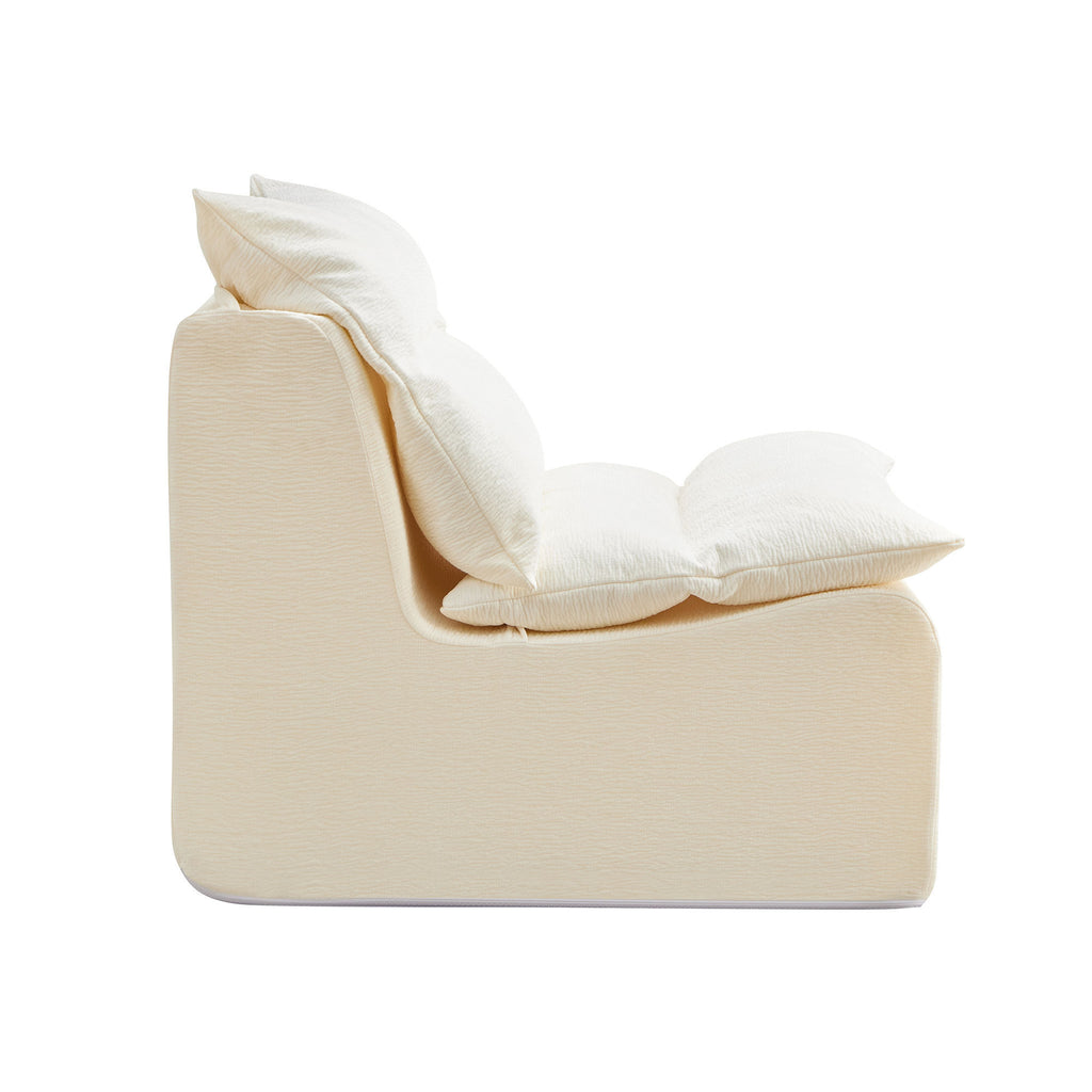 Accent Armless Chair Lazy Floor Seating, Leisure Accent Single Couch with Backrest Fireside Chair Sofa Lounger for Living Room, Bedroom, Office, Single Seat, WHITE