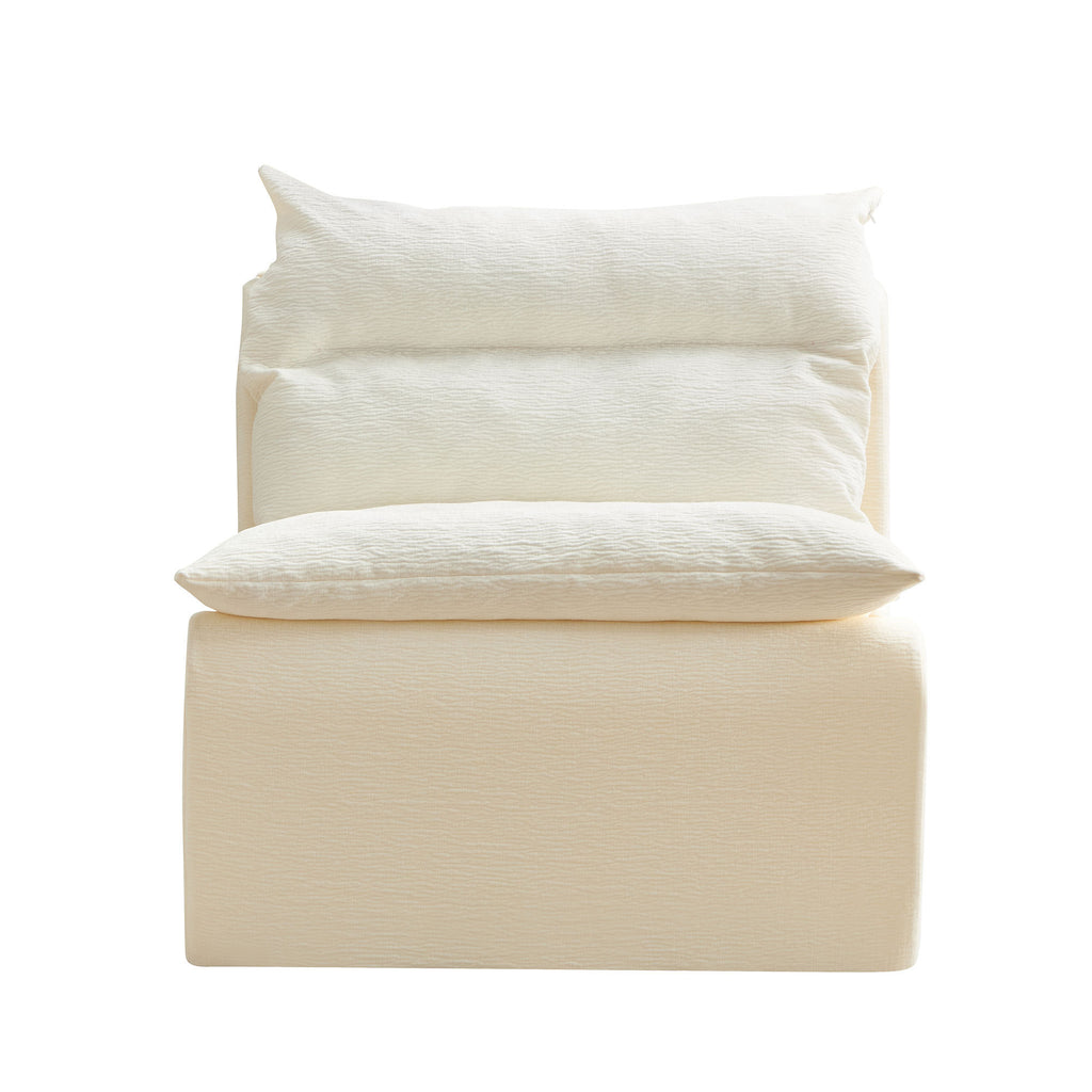 Accent Armless Chair Lazy Floor Seating, Leisure Accent Single Couch with Backrest Fireside Chair Sofa Lounger for Living Room, Bedroom, Office, Single Seat, WHITE