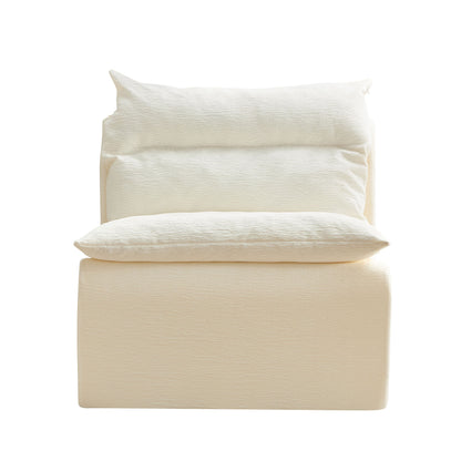 Accent Armless Chair Lazy Floor Seating, Leisure Accent Single Couch with Backrest Fireside Chair Sofa Lounger for Living Room, Bedroom, Office, Single Seat, WHITE