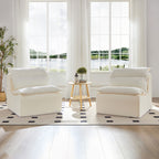 Accent Armless Chair Lazy Floor Seating, Leisure Accent Single Couch with Backrest Fireside Chair Sofa Lounger for Living Room, Bedroom, Office, Single Seat, WHITE