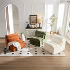 Accent Armless Chair Lazy Floor Seating, Leisure Accent Single Couch with Backrest Fireside Chair Sofa Lounger for Living Room, Bedroom, Office, Single Seat, WHITE