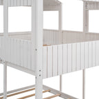 Full Over Full WoodBunk Bed with Roof, Window, Guardrail, Ladder(White)( old sku: LT000031AAK )