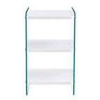 Three levels of bedside tables. The board surface is MDF, with white stickers, and both sides are transparent tempered glass. The design is simple and generous, with storage function.