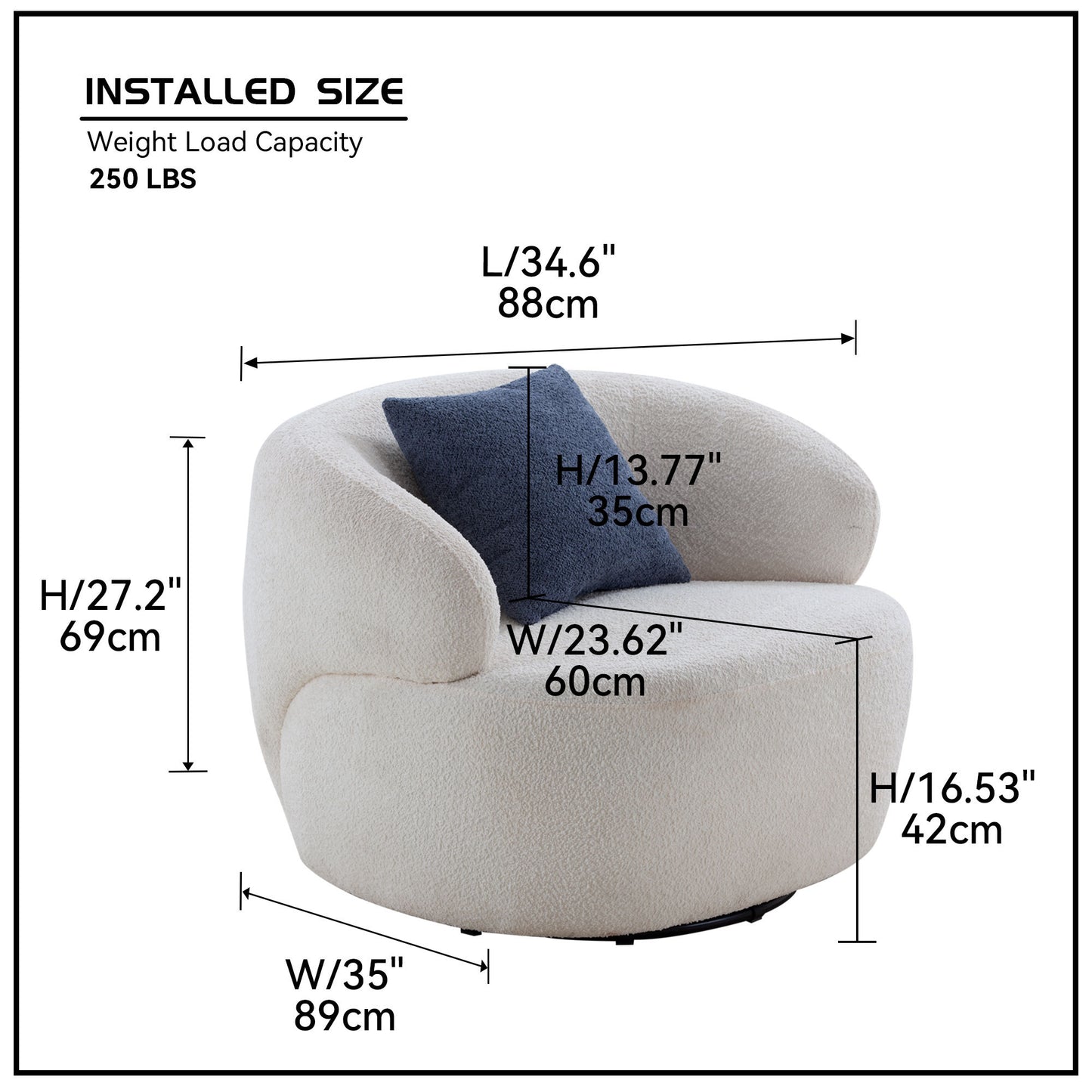 Swivel Barrel Chair Living Room, Single Chair for Small Space Comfy Round Sofa Chair Boucle Accent Chair Circle Sherpa, Arm Chair Reading Room Chair Lounge Chair Bedroom Club
