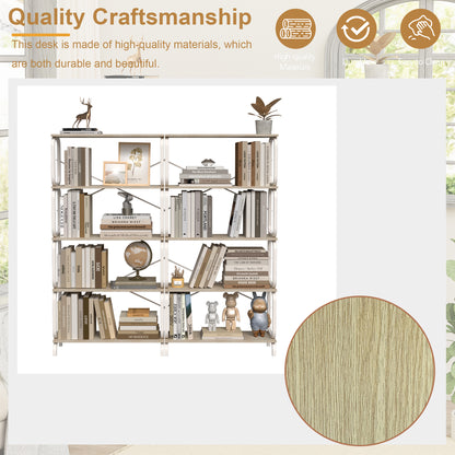 5 Tier Large Book Shelf, Bookcase Home Office Open Bookshelf,Shelves for Living Room, Office Shelf,Vintage Industrial Style Bookshelf with White Metal Frame, White