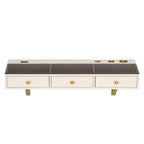 GO 47' Floating Shelf with Drawer, Multi-Purpose Wall-Mounted Vanity Table, Mounted Desk, Floating Table for Bedroom, Bathroom, Hairdressers, White and Golden