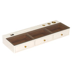 GO 47' Floating Shelf with Drawer, Multi-Purpose Wall-Mounted Vanity Table, Mounted Desk, Floating Table for Bedroom, Bathroom, Hairdressers, White and Golden