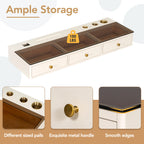 GO 47' Floating Shelf with Drawer, Multi-Purpose Wall-Mounted Vanity Table, Mounted Desk, Floating Table for Bedroom, Bathroom, Hairdressers, White and Golden