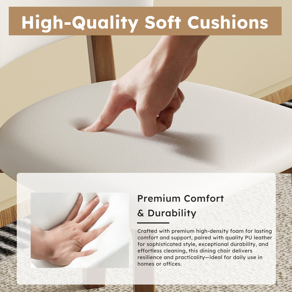 Solid wood dining chair set of 2 pieces, medieval modern wooden-legged dining chair, suitable for dining room, kitchen and living room, comfortable and durable(White + Walnut color)