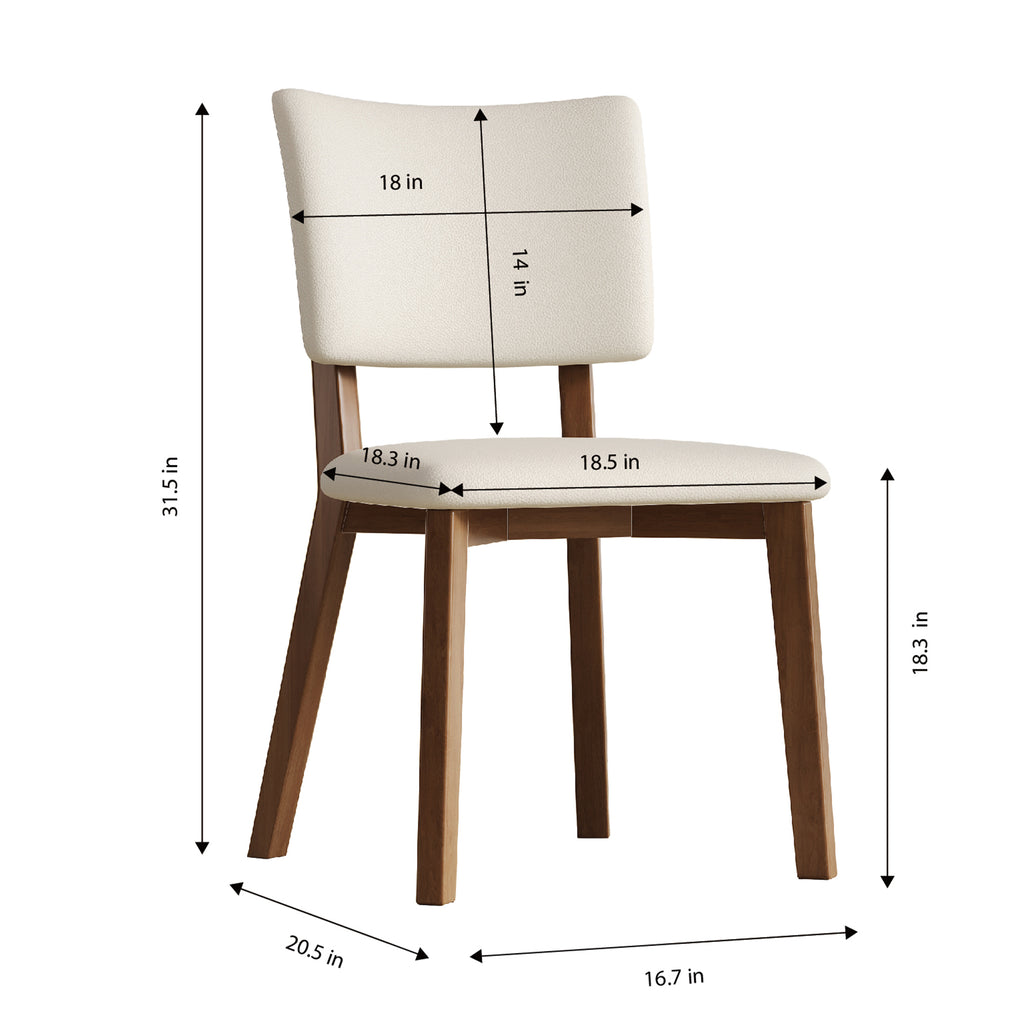 Solid wood dining chair set of 2 pieces, medieval modern wooden-legged dining chair, suitable for dining room, kitchen and living room, comfortable and durable(White + Walnut color)