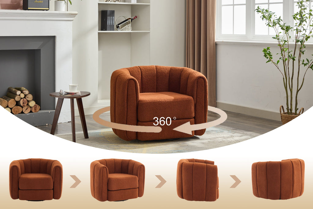 Swivel Accent Chair for Living Room, Wide Upholstered Teddy Sofa Chair, Cozy & Soft Swivel Accent Chair