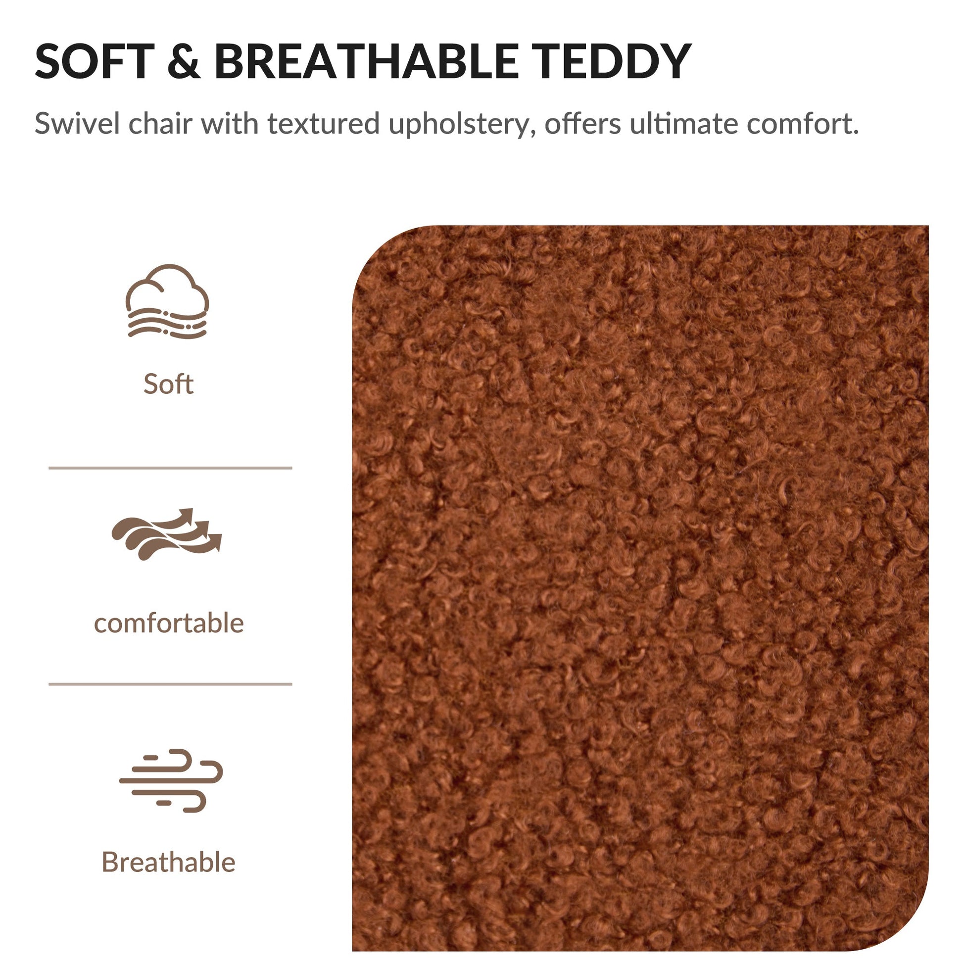 Swivel Accent Chair for Living Room, Wide Upholstered Teddy Sofa Chair, Cozy & Soft Swivel Accent Chair