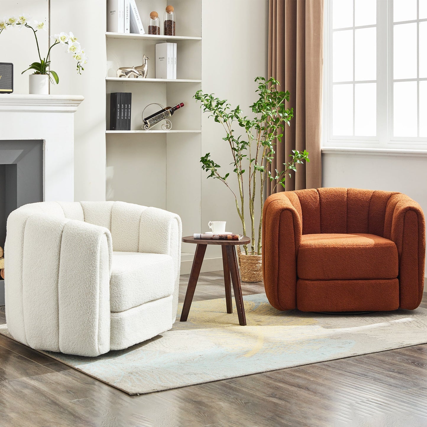 Swivel Accent Chair for Living Room, Wide Upholstered Teddy Sofa Chair, Cozy & Soft Swivel Accent Chair