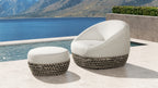 Willow 25' Round Upholstered Woven Patio Ottoman, Beige Axroma Olefin - Groovy Boardz
