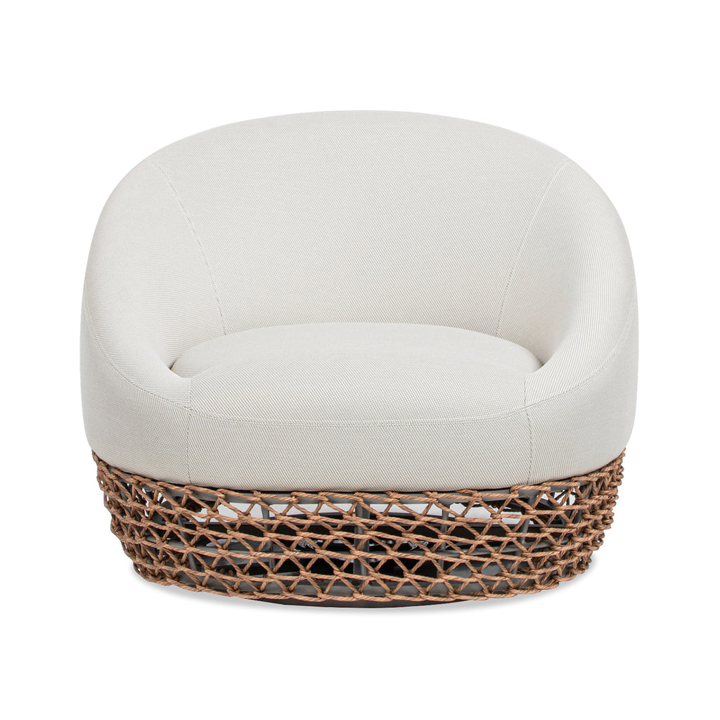 Willow 35.5' Upholstered Woven Patio Deep Seating Armchair, Golden Brown Wicker Frame, Wheat Beige