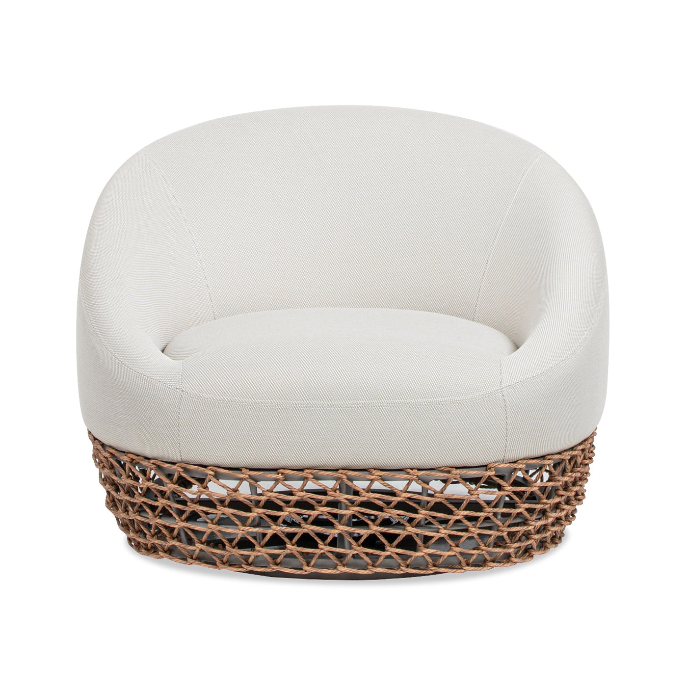 Willow 35.5' Upholstered Woven Patio Deep Seating Armchair, Golden Brown Wicker Frame, Wheat Beige