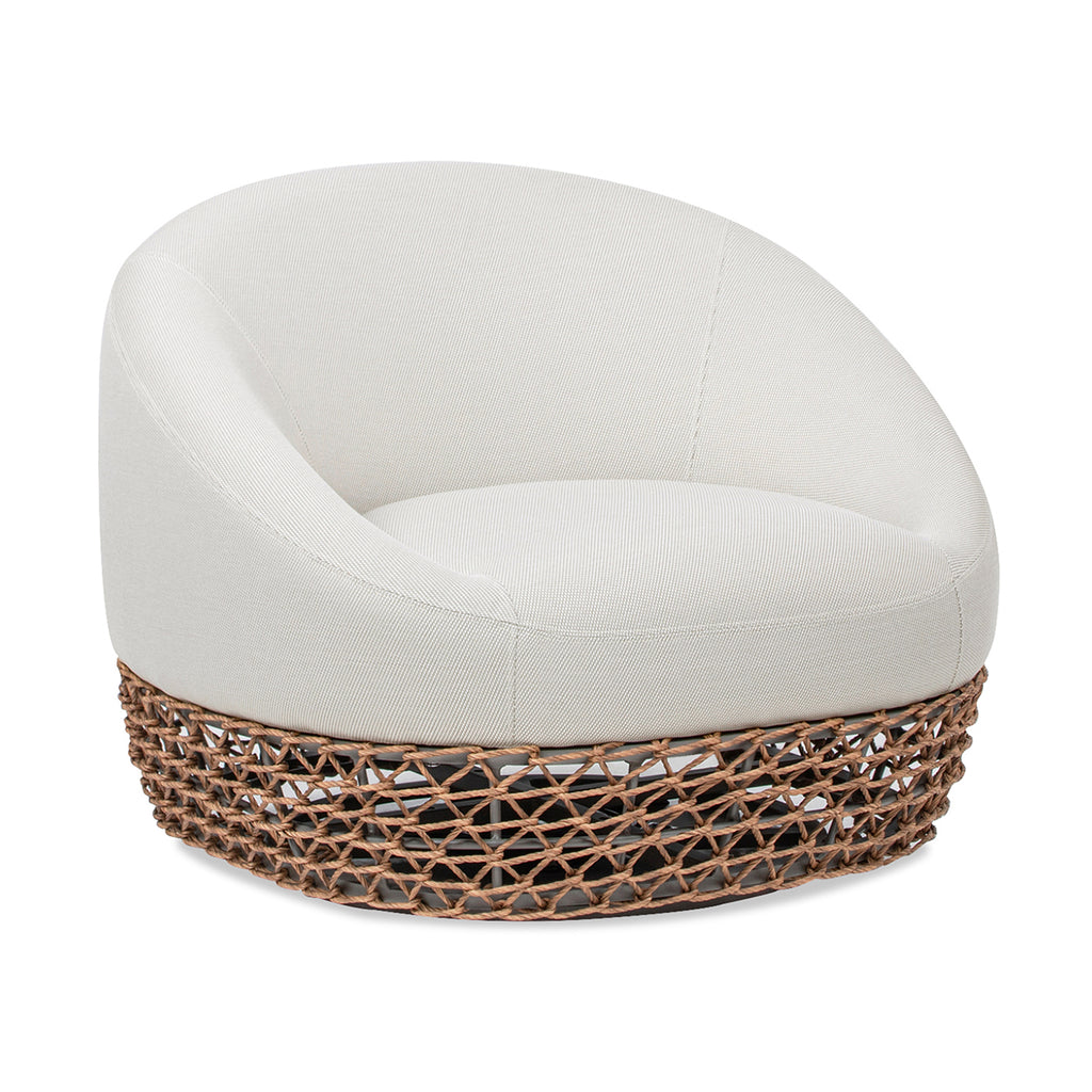 Willow 35.5' Upholstered Woven Patio Deep Seating Armchair, Golden Brown Wicker Frame, Wheat Beige