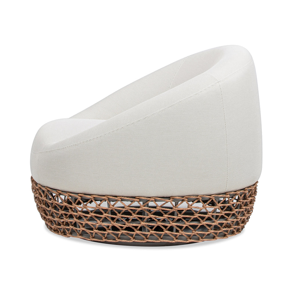 Willow 35.5' Upholstered Woven Patio Deep Seating Armchair, Golden Brown Wicker Frame, Wheat Beige