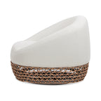 Willow 35.5' Upholstered Woven Patio Deep Seating Armchair, Golden Brown Wicker Frame, Wheat Beige