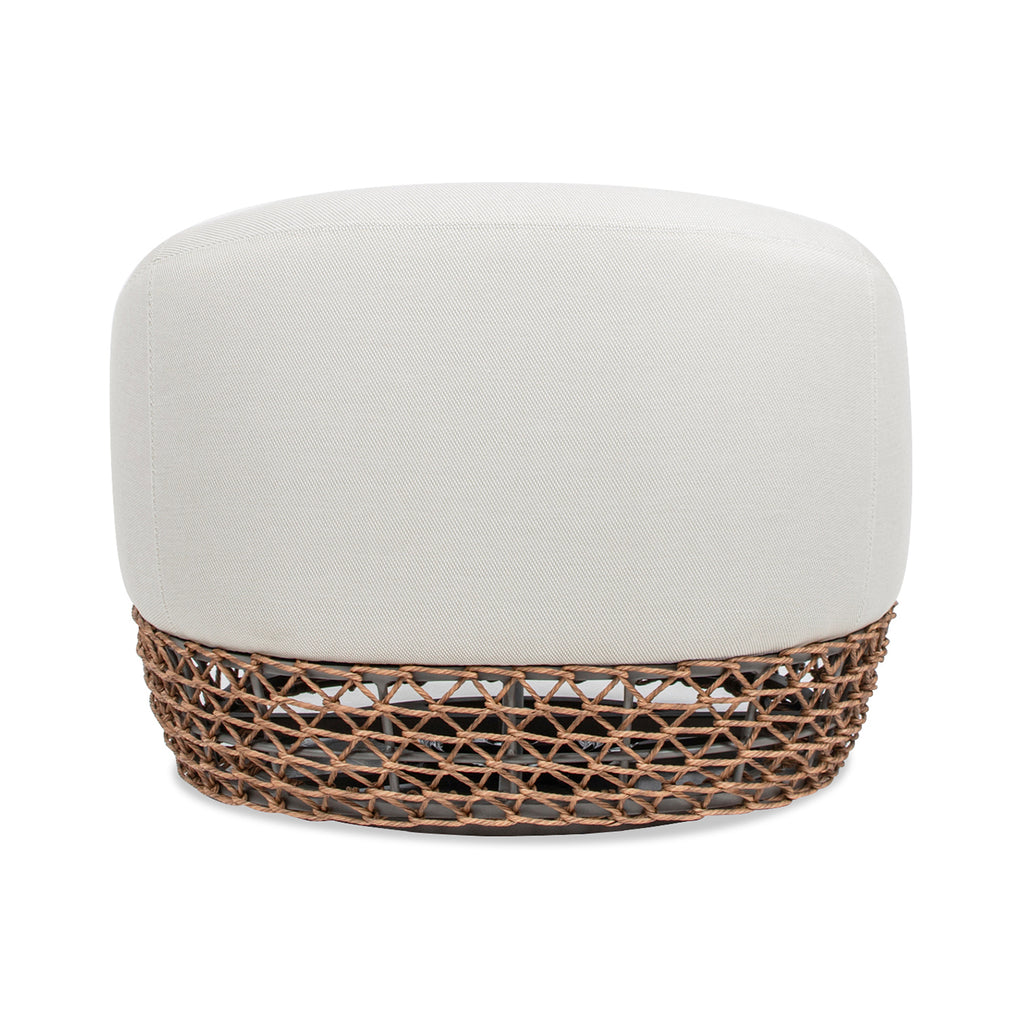 Willow 35.5' Upholstered Woven Patio Deep Seating Armchair, Golden Brown Wicker Frame, Wheat Beige