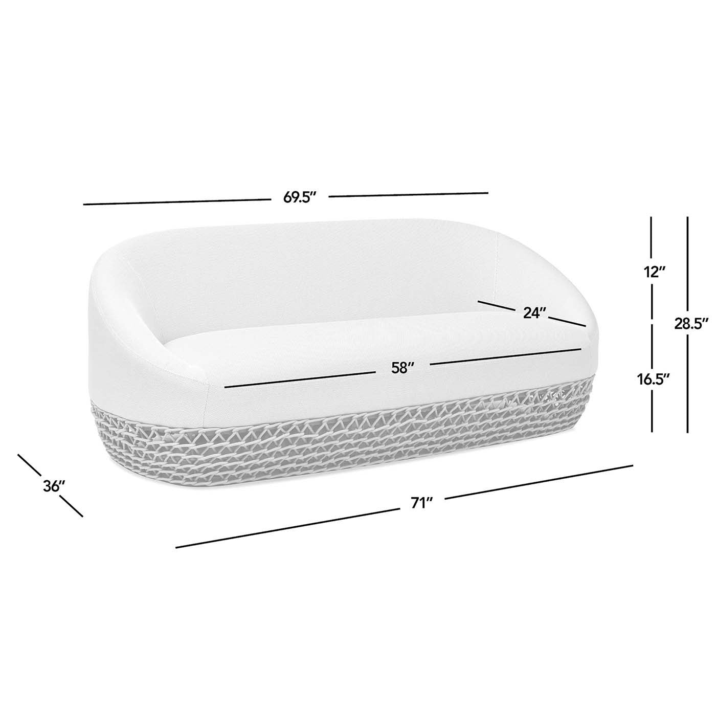 Willow 71' Upholstered Woven Patio Deep Seating Sofa, Wheat Beige Axroma Olefin