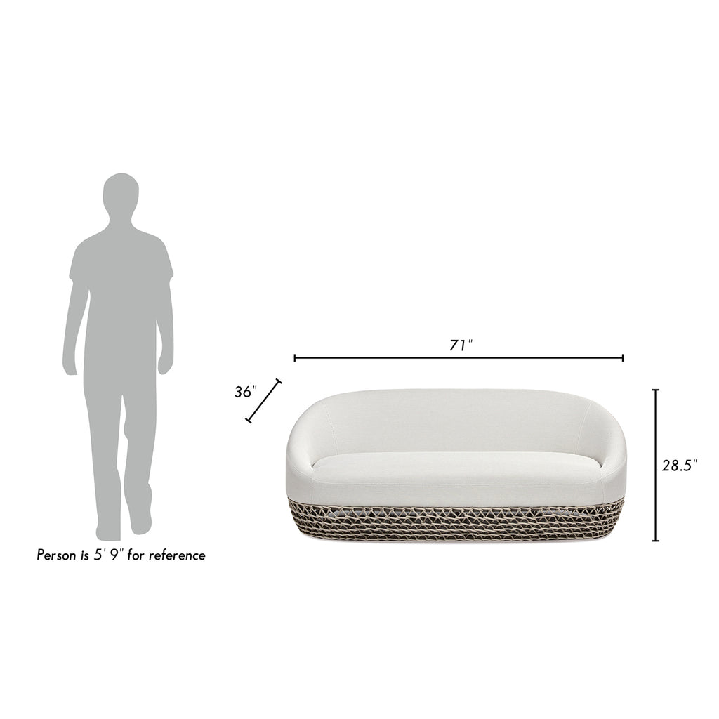 Willow 71' Upholstered Woven Patio Deep Seating Sofa, Wheat Beige Axroma Olefin