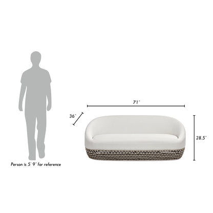 Willow 71' Upholstered Woven Patio Deep Seating Sofa, Wheat Beige Axroma Olefin