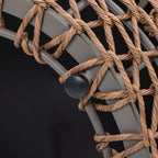 Willow 25' Round Upholstered Woven Patio Ottoman, Golden Brown Wicker Frame, Wheat Beige