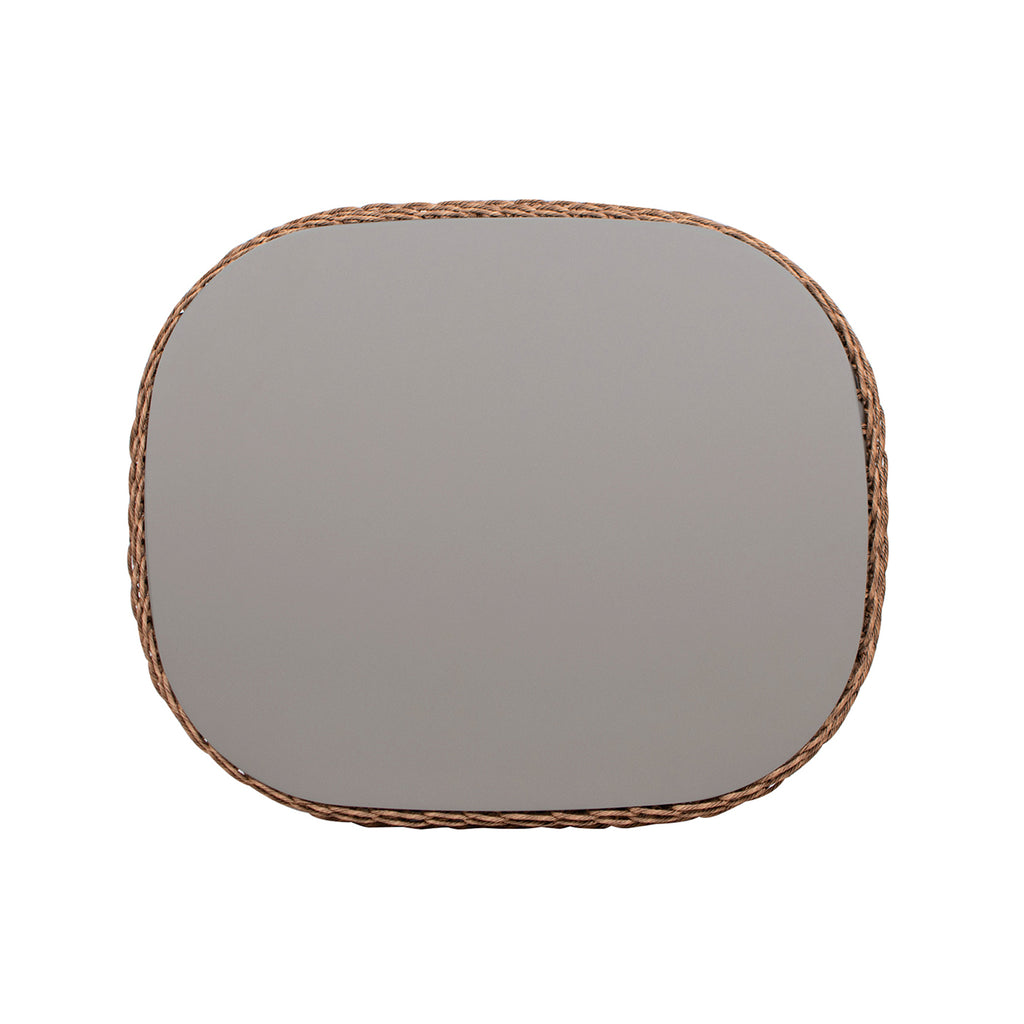 Willow 40.5' Oval Woven Patio Coffee Table, Golden Brown Wicker Frame, Wheat Beige