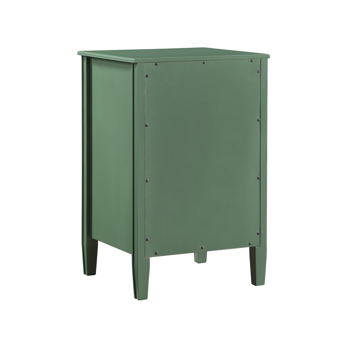 Winston 2-Drawer Storage Nightstand in Vintage Green with Brushed Gold Knobs and Fluted Tapered Legs