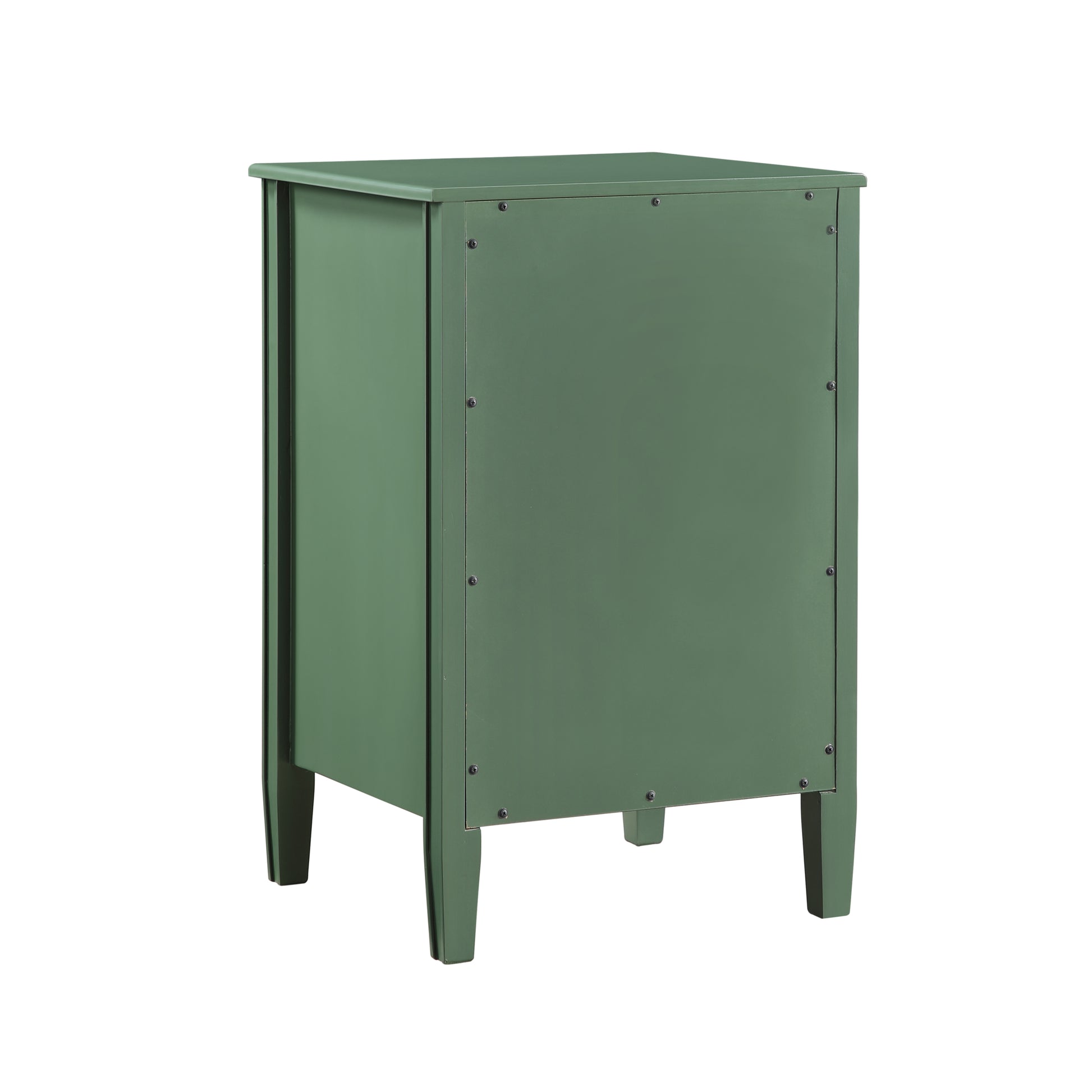 Winston 2-Drawer Storage Nightstand in Vintage Green with Brushed Gold Knobs and Fluted Tapered Legs